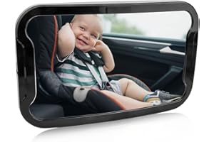 TALIFOCA Miroir de surveillance incassable 360° rotatif Installation facile par sangles ajustables pour siège arrière voiture