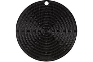 Le Creuset Cool Tool, Pot Holder/Trivet, Silicone, Round, 20 cm, Black, 93000230310200