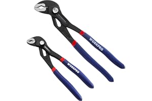 Workpro Set di 2 pinze idrauliche da 180 mm e 250 mm, regolazione rapida, per tubi e pompe dell’acqua, a giunto scorrevole, con ganasce molto ampie e impugnatura antiscivolo