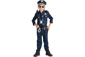 Dress Up America Déguisement De Policier Pour Enfants - Déguisement De Policier Pour Garçons - Ensemble Uniforme De Policier Avec Accessoires - Chemise, Pantalon, Chapeau, Ceinture, Sifflet