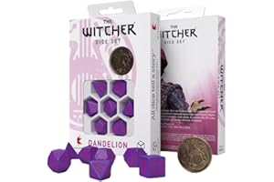 Q WORKSHOP Last Level- QW Caja Dados + Moneda The Witcher Heart (7) Juegos de Mesa, Multicolor, Talla única (RQSWDA3R)