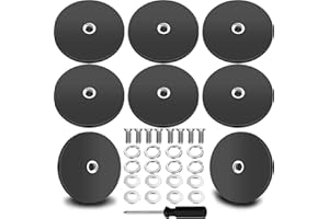 Cveenk 8 Stück Neodym Magnete Gummiert, Ø 43mm Gummi Runde Magnete Anti-Rutsch,15kg Starke Magnete mit M6 Gewinde für Fahrzeuge Lampen Instrumente und Geräte