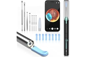 ‎VITCOCO Ohrenschmalz Entferner Otoskop, VITCOCO 1920P HD Ohrenreiniger - Wifi Ohrreiniger 360° Weitwinkelkamera, IP67 Wasserdicht Ohr Reinigung Für Erwachsene, Kinder Und Haustiere (Schwarz)