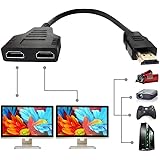 HDMI Splitter Cable, HDMI Splitter 1 in 2 Out Adapter Cable HDMI Male to Dual HDMI Female 1 to 2 Way for HDTV, HD, LED, LCD,