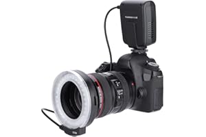 BINDPO Lampe annulaire LED pour appareil photo, lampe universelle de remplissage de flash vidéo 5000K avec contrôleur de flash et adaptateurs d'anneau pour Canon 7D 5D MarkII 60D 50D 40D pour Nikon D90, etc