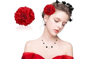 VIKSAUN Barrette Fleur Pince à Cheveux Pince à Cheveux Pour Mariage Nuptiale Beach Décoration pour femmes et filles pour la Plage la Fête le Mariage carnaval Danseuse De Flamenco(Rouge)