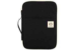 JAKAGO A4 Portfolio Conference Folder Waterproof Business Document Case Passport Holder Ipad Sleeve with Zip and Handles for Travel Meeting Office Holiday （Black）