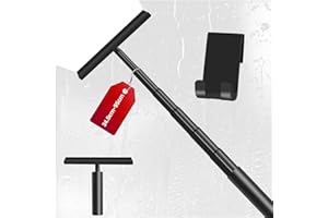 LORESJOY Wysuwana ściągaczka prysznicowa, czarna, z uchwytem, 23,5 – 95 cm, regulowana, do łazienki, szkła i czyszczenia, ściągaczka do kabiny prysznicowej