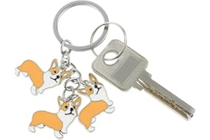 VOSAREA pendentif chien pendandog porte-clés corgi mignon chaîne de clé de voiture sac de chiot sac à main portefeuille charme pendentif sac à dos accessoires bijoux pour animaux (jaune)