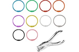 JOCAHULFX 80 STK Buchbinderinge Metall, 30mm Buchringe, Loseblatt Verbinder Ringe, Bunt Karteikarten Ringe, Lose Blatt Buch Ringe, Bücher Ringe Heftringe für Scrapbook Fotoalbum Handwerk, mit 1 x Locher