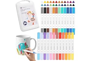 Ruichi 24er Set Porzellanmalstifte mit Doppelspitze in 48 Farben, Porzellanstifte Dünne Spitze, Porzellan zum Bemalen für DIY Kunsthandwerk, Holz, Leinwand, Steine,Tassen, Keramik