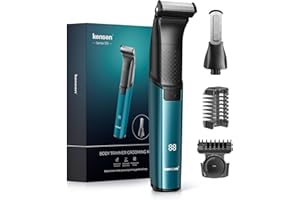 Afeitadora Corporal Masculina 2 en 1, Kensen IPX6 Impermeable Depiladora Corporal Hombre para Barba, Axilas, Pecho, Piernas y Genitales con Pantalla LED, Peine Límite Ajustable (1-10 mm), Verde