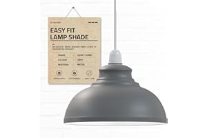 DC Voltage Industrial Ceiling Pendant Light Shades Retro Style Curvy Dome Shaped lamp Shades Metal Easy fit Ceiling Pendant Light Shades for Light fixtures (Grey)