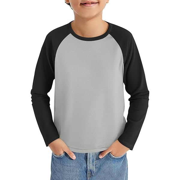 Arshiner Jongens T-shirt met lange mouwen effen kinderen casual T