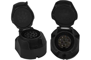 Yinaolan 13 Pin Trailer Socket, 12V Waterproof 13 Pin Towbar Towing Socket Connector for Euro Car Trailers RV Truck Boat Caravans