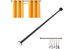 YIYAI Adjustable Wardrobe Rail - No Drill Installation, Carbon Steel Extendable Clothes Hanging Pole (90-160cm) with Rubber Pads for Wall Protection, Ideal for Wardrobe, Kitchen, Bathroom & More