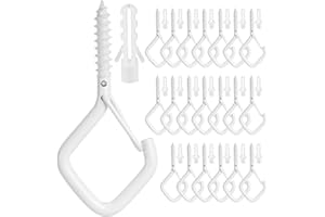 PSXUIE Ganci a Vite,Gancio Soffitto,Ganci Da Soffitto,20 Pezzi Ganci Ad Occhiello Avvitabili,Ganci Avvitabili Doppio,Ganci a Vite Con Fibbia Sicurezza,Ganci Avvitabili Ganci per Appendere,Ganci Q-Hanger