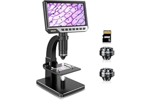 TOMLOV LCD Mikroskop cyfrowy, mikroskop biologiczny 2000X z obiektywem cyfrowym i mikrobiologicznym, wyświetlacz 7'' IPS∣10 LED∣12MP rozdzielczości∣ kompatybilny z Windows/Mac OS, karta SD w zestawie