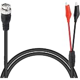 YACSEJAO BNC Double Alligator Clip Test Cable, 1M/3.3FT BNC Q9 to Dual Alligator Clip Test Cable for Video Surveillance, Osci