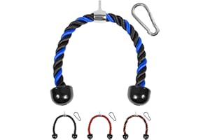Yes4All Deluxe Tricep Rope Cable Attachment,68.6 & 91.4 cm, Exercise Machine Attachments Pulley System Gym Pull Down Rope with Carabiner, Loading Pin 2.5 cm and 5.1 cm Weight Plate