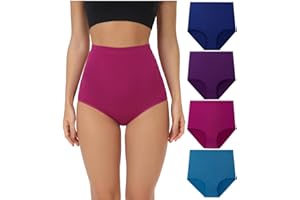 wirarpa Women's Cotton Knickers Super High waisted Briefs Ladies Underwear Full Coverage Panties 4 Pack