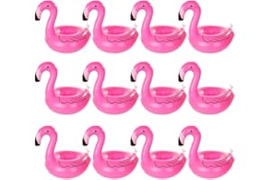 Dsaren 12 Pcs Porte-Boisson Gonflable Flamant Bar Flottant Piscine Jouets Porte Gobelet Flottant pour Hawaïen Plage Piscine Party (Rose)