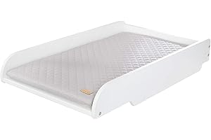 roba Plan à Langer à Poser sur Lits Bébé de 60 x 120 cm et 70 x 140 cm + Matelas Imperméable Gris roba Style - Bois Laqué Blanc