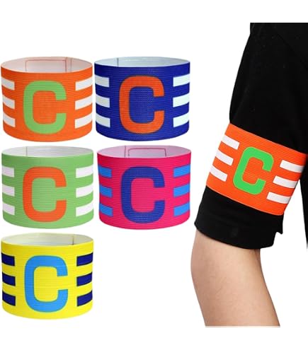 Set 3 Fasce Capitano Da Calcio Adulto 33x7 Cm | Nylon Elastico Regolabile Rosso Blu Verde Per Partite E Allenamenti