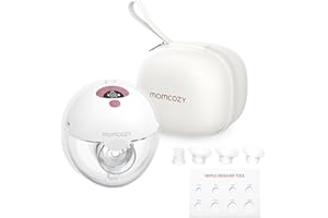 Momcozy M5 Hands Free Breast Pump, Wearable Breast Pump of Baby Mouth Double-Sealed Flange with 3 Modes & 9 Levels, Electric Breast Pump Portable - 24mm (1, Red)