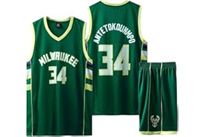 CLZWFZ 34#Kit di Maglia da Basket Bambini Fans Jersey Boys Sportswear Gilet da Basket Senza Maniche Top e Pantaloncini Sport Set Tuta Estiva Regali per Ragazzi Grils