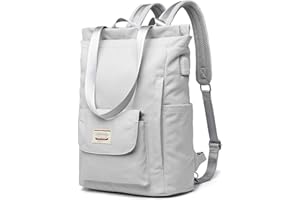 PORRASSO Mujer Mochila Casual Bolso de Hombro con Puerto USB Correa para Equipaje Bolso Escolar para 15.6 Inch Portátil Mochila Colegio Trabaja Viajes Daypack