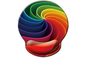 Alfombrilla de ratón con soporte para muñeca,Jahosin reposamuñecas ergonómico de espuma viscoelástica Base de goma antideslizante para computadora y oficina 25x23 Rainbowvortex