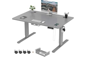 TRIUMPHKEY Escritorio Elevable Eléctrico 120×80cm con Puerto de Carga USB, Ruedas, 3 Alturas de Memoria, Escritorio Regulable en Altura 72-119cm Escritorio para Computadora para Oficina