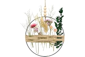 JOCXZI Dekorative Kränze,Metallgirlande aus getrockneten Blumen und Juteseil, Wohnzimmer-Wandtürdekoration, Metallring mit Traumfänger (20 x 25 cm)