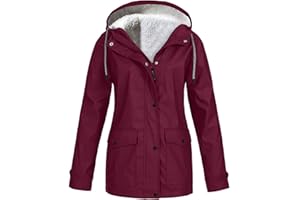 RLEHJN Manteaux Imperméables Vestes Femme Coupe Grande Taille Pardessus Épais Couleur Unie Rayé avec Cordon À Capuche Manteau de Neige Veste Vêtements D'Extérieur Automne Hiver