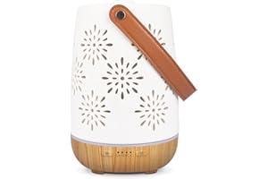 ‎SALUBRITO SALUBRITO Keramik Aroma Diffuser für Ätherische Öle, Kabellos Wiederaufladbare Aromatherapie Diffusor mit Akku, Tragbarer Diffusor, Automatisch Power-Off Duftlampe für Draußen, Camping, Zuhause, Yoga