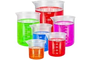 BUZIFU 6 Pezzi Misurino Graduato Trasparente Misurino di Plastica per Misurazioni Misurino Liquido Bicchiere Misuratore 25/50/100/150/250/500ml Dosatrici Graduate in Plastica per Cucina e Laboratorio
