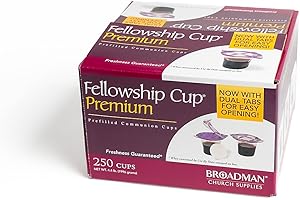 Broadman Church Supplies, Premium Easy-to-Open Dual Tab, Pre-filled Communion Fellowship Cup, 100% Concord Grape Juice blend and Wafer Set, 250 Count