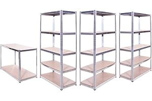 G-Rack Shelving Unit: 180cm x 90cm x 40cm | 3 bays and a workbench, Galvanised 5 Tier Unit | 175kg Load Weight Per Tier (875kg Per Unit) | Home, Office, Garage or Business Use | 5 Year Warranty