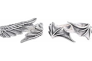 FARUODIS Engelsflügel Teufelsringe 2Pcs Punk Dämon Knöchelring Vintage Hip-Hop Fingergelenk Verstellbarer Schmuck für Frauen Damen Herren