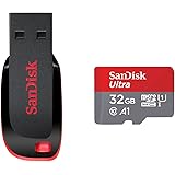 SanDisk SDCZ50-128G-I35 USB2.0 128 GB Pen Drive (Red and Black) & Ultra microSD UHS-I Card 32GB, 120MB/s R
