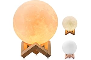 MAYROUND Moon Lamp, 12cm/4.7inch Full Moon Lamp Lighting LED Night Light Modern Lamp [Touch Control][USB Rechargeable][Free Wooden Stand] Home Decorative Lamp Gift for Kids,Children(12cm)