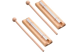 Auroriel 2 Ensemble de clochettes à Main avec maillet en Bois pour Classe, méditation, Son, Jeu de Cloches pour Enseignant, école, Yoga, Mindfulness, prière, Enfants, ins