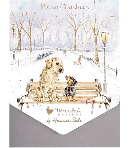 Cartes De Noël Wrendale Designs - Lot De 8, Motif Hérisson, Avec Enveloppes, Finition Dorée, 12x12 Cm - 9