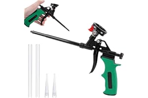 PANITOREER PU Foam Gun, Professional Foaming Gun, Foam Flows Regulator, Suitable for Caulking, Filling, Sealing, Comes with 2X Nozzles, 2X Extension Tubes 1x Foams Applicator Gun Tough Master