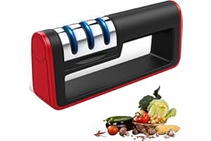 Evolpor Sharp Knife Sharpener, 3-in-1 Non-Slip, Includes Diamond Rods, Tungsten Carbide Plates, and Ceramic Stone, Suitable for Home, Safe and User-Friendly