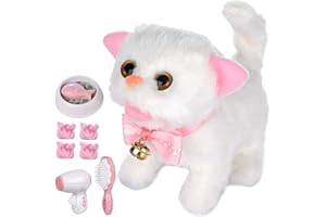 WorWoder Plush Electronic Interactive Cats That Move and Meow Walking Lifelike Interactive Toy Robot Kitten Pet Cute Stuffed Kitten for Girls Kids