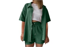 Blandoom Summer 2 Piece Outfits for Women Summer Women's Tracksuits Shirt and Shorts Co Ord Womens Co Ord Sets Summer Leisure Suits Track Suits Summer Clothes for Women Summer Womens Lounge Set