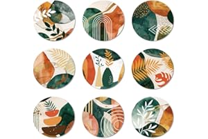 ANATTASOUL 9 Pezzi di Pattern Arte Astratta Piante Sottobicchieri Legno, Sottobicchieri per Bevande,Coaster per Tavolino del Caffè, Decorazione per Cucina e Sala da Pranzo