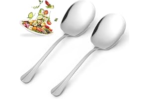 SDHIIOLP 2 cucharas grandes de 25 cm de acero inoxidable, cucharas de cocina de acero inoxidable, cucharas para servir con asas largas, cucharas de ensalada, cucharas grandes, cucharas para banquetes, buffet y
